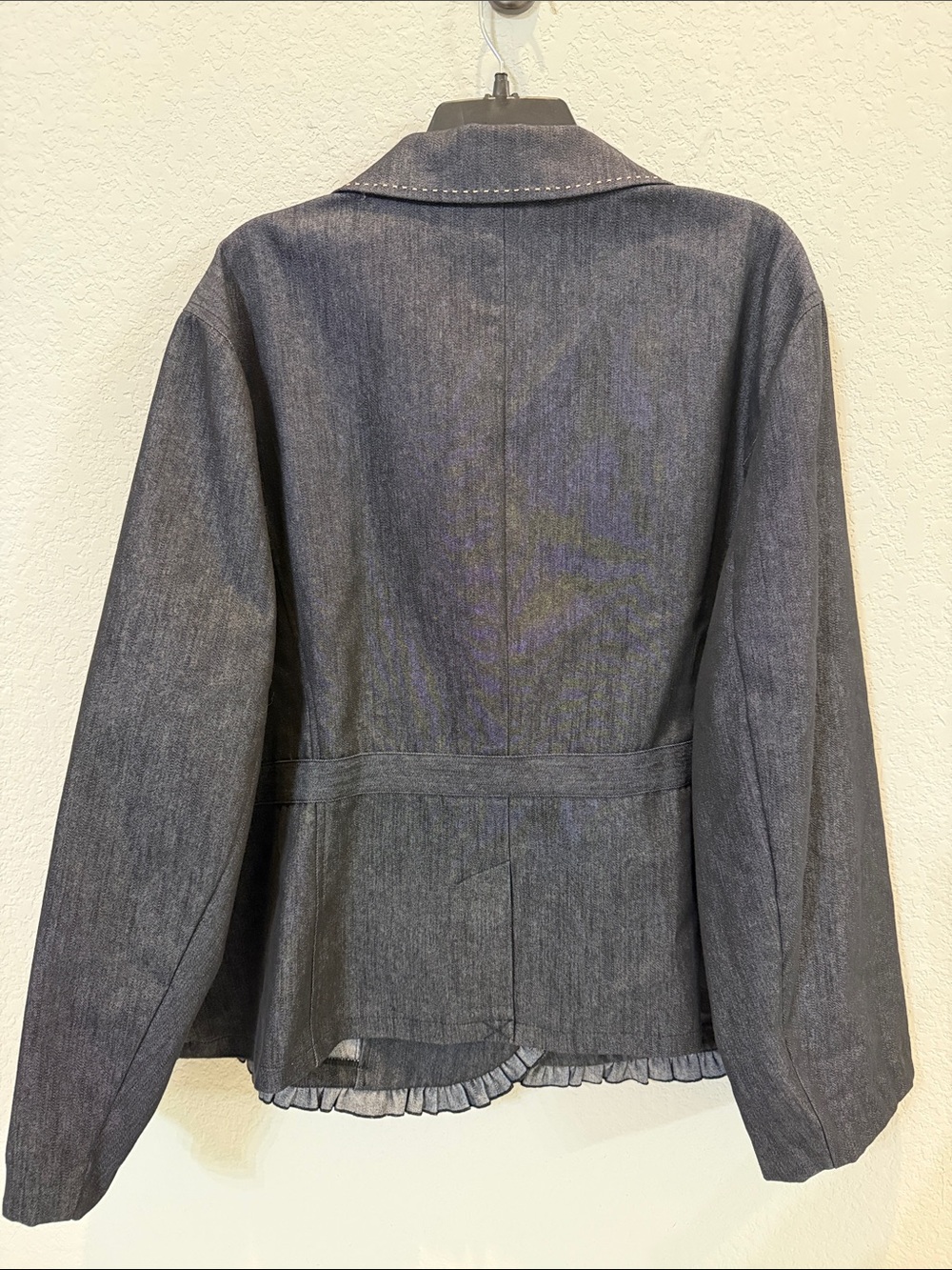 Cato Woman Denim Ruffled Blazer - Picture 4 of 6